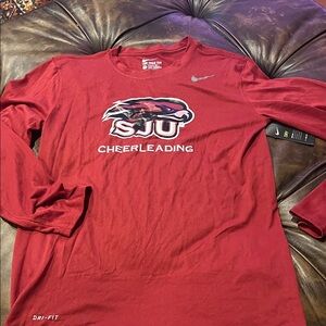 NWT Nike Red Men’s long sleeve  SJU Cheerleading Shirt